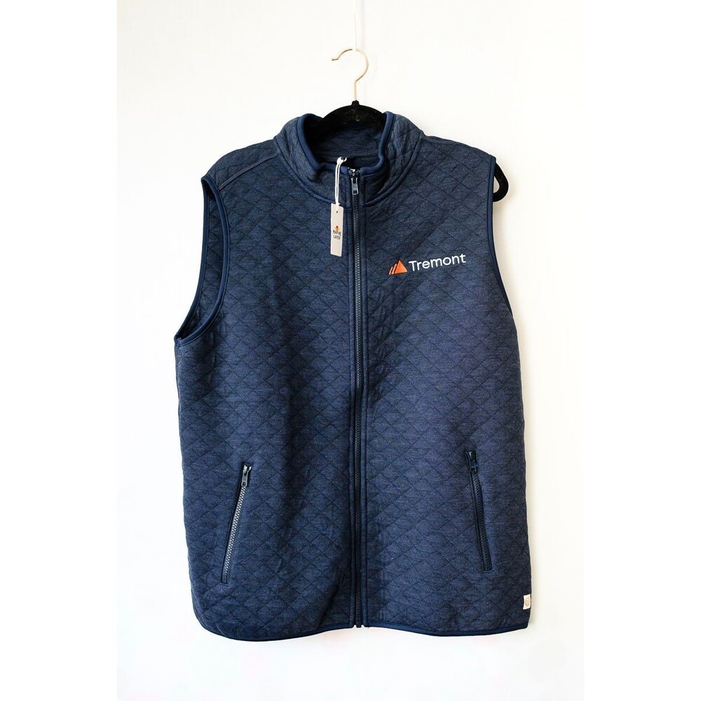 Marine Layer Mens Vest L Corbet Full Zip Quilted Blue NEW custom Navy